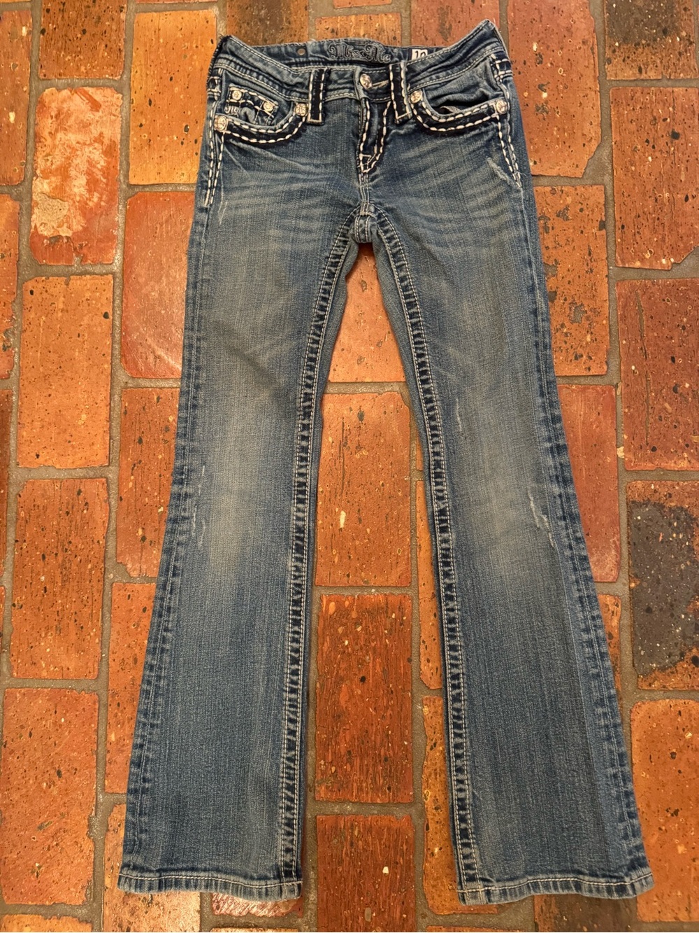 Miss Me Girls Size 10 Bootcut Jeans Rhinestone Embellished Western Y2K - Picture 2 of 14